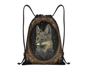 Cadre Doré Ouvragé, Portrait De Loup, Fond Étoilé Sac De Sport Sacs De Sports Réglable Plage Sac À Cordon pour Hommes Piscine Fête 36X42Cm