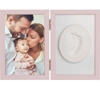 Cadre double avec pâte à modeler pour la main ou l'empreinte, rose