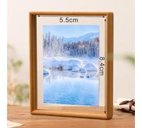 Cadre double face en bois massif avec couvercle en acrylique, pour présentation d'art et de calligraphie à la maison et au bureau (7,6 cm)