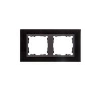 Cadre double horizontal verre noir/ cadre Simon 82 82827-32