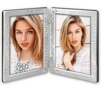 Cadre double métallique ZEP DS50 argent brillant 2 photos 13x18 cm
