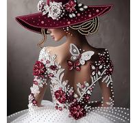 Cadre Élégant pour Lady Diamant Peinture DIY, Kit d'Artisanat, Forme Spéciale Vue Arrière, Kits de Peinture Diamant 5D en Partie pour Adultes Débutants, Décoration Intérieure, Diamants