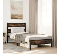 Cadre en acier robuste pour chambre classique 100x190 cm Brun | Cadre de lit sans matelas avec tête de lit 100x190 cm structure robuste en métal pour chambre adulte sommier moderne facile