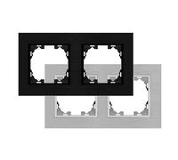 Cadre en aluminium noir pour 2 modules, résistant et léger, idéal pour encadrer des documents et des photos.