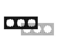 Cadre en aluminium pour 3 modules, couleur grise, résistance et durabilité, idéal pour installations électriques et décoratives.