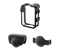 Cadre en aluminium pour appareil photo DJi Osmo360 - Cage métallique à dégagement rapide - Support extensible avec 2 étuis de protection pour objectif - Noir