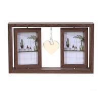 Cadre en bois à rotation fluide avec deux côtés d'affichage et motif cœur central pour la rotation des photos et la décoration de la pièce