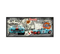 Cadre en bois avec impression en PVC vernis ""Dollar Ford GT Gulf"" - Noir - 40 x 90 cm - Collection Rubix
