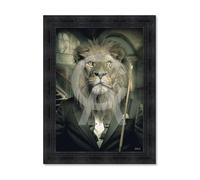 Cadre en bois avec impression en PVC vernis ""Lion Mafia"" - Noir - 63 x 140 cm - Collection Binet