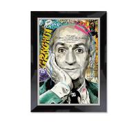 Cadre en bois avec impression en PVC vernis ""Louis de Funès"" - Noir/Argent - 70 x 100 cm - Collection Romaric