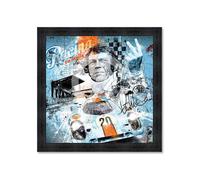 Cadre en bois avec impression en PVC vernis ""Steve McQueen"" - Noir - 40 x 40 cm - Collection Binet
