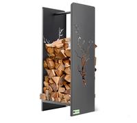 Cadre en bois de cheminée KADAX, en acier, support en bois de cheminée noir