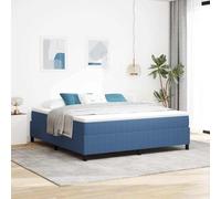 Cadre en Bois d'ingénierie Design Minimaliste Moderne Bleu 180 x 200 cm | Lit à Ressorts Bleu et Blanc 180x200cm avec Matelas Enveloppé, Cadre en Bois Moderne et Tête de Lit Tissu Velours Côtelé,