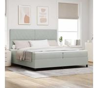 Cadre en Bois Massif avec tête réglable Moderne Gris Clair 200 x 200 cm | Lit à ressorts avec matelas Gris clair 200 x 200 cm tissu moderne sommier tapissier bois pin tête réglable 280 kg