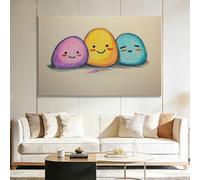 Cadre en Bois Mignon Cartoon Amusant Impression sur Toile Moderne Mural 140 x 70 cm sur Toile Grande Tableau Decoration Murale Salon Chambre prêt à accrocher 1 pièce