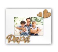 Cadre en bois ZEP LORENZO Blanc 'Papa' Coeurs 3D 10x15 cm