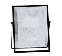 Cadre en verre flottant pour affichage de table Noir 15 x 15 cm | Pour une construction en métal durable, base de table robuste, peut contenir des photos de 20 x 15 cm en toute sécurité