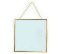 Cadre en verre vintage - carré avec chaîne métallique - 20 x 20 cm Doré G