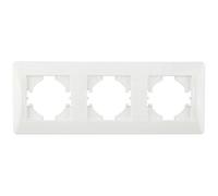 Cadre encastrable blanc à 3 éléments horizontaux, idéal pour les installations électriques et la décoration intérieure.