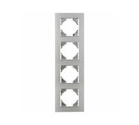 Cadre encastrable en aluminium argenté, 4 éléments horizontaux, idéal pour l'éclairage intérieur et la décoration d'espaces.