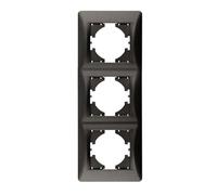 Cadre encastrable en graphite, 3 éléments, design vertical, idéal pour l'installation électrique et les applications domestiques.