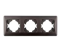 Cadre encastré horizontal en graphite, 3 éléments, idéal pour installations électriques et décoratives.