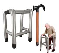 Cadre et Bâton de Marche Gonflables, Ensemble Déambulateur Gonflable, Canne Gonflable Costume Accessoires Décoration Fête de Retraite, Cadeau de Blague pour Carnaval, Anniversaire, Cosplay, 2 Pièces