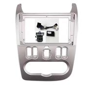 Cadre Façade de Panneau de Radio 9 Pouces Compatible avec Renault Logan Sandero Dacia Duster Double DIN Seat Leon 2007-2013 Facade d'Autoradio(Frame-canbus-Silver B)