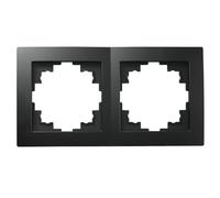 cadre | FLAIR | pour prises d'interrupteur, cadre de prise à 2 voies, cadre d'interrupteur, cadre double, noir mat
