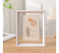 Cadre flottant double face, cadre en verre flottant, cadre en bois, cadre flottant pour toile, cadre A4 en bois, cadre photo spécimen de feuille, anti-poussière, transparent, double face, pour photos,