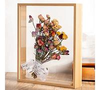 Cadre Flottant en Chêne Clair 20,3 x 25,4 cm - Double Photo en Verre - Présentoir Décoratif en Bois pour Fleurs Séchées