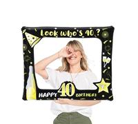 Cadre gonflable pour 40e selfie noir et doré - Accessoires de fête d'anniversaire - Accessoires de photomaton d'anniversaire