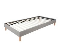 Cadre De Lit Simple 90 X 200 Gris Sommier Lattes