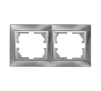 Cadre horizontal élégant pour deux éléments en finition argentée. Dimensions : 154 x 81 x 10 mm. Fait partie de la série Europe, modèle ERP72AU, idéal pour mettre en valeur vos décorations.