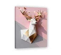 Cadre intérieur. Tableau de Noël Moderne - Art Mural Noël Rose et Or, Composition Minimaliste de Triangles - Déco Murale Moderne pour Salon et Bureau, Prêt à Accrocher. A39. 80x105cm-31.5x41.3in