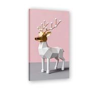 Cadre intérieur. Tableau de Noël Moderne - Art Mural Noël Rose et Or, Composition Minimaliste de Triangles - Déco Murale Moderne pour Salon et Bureau, Prêt à Accrocher. A64. 40x72cm-15.8x28.3in