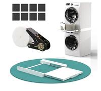 Cadre intermédiaire universel pour machine à laver et sèche-linge en acier - Connexion réglable de 47 à 60 cm - Partie intermédiaire pour machine à laver avec sangles et coussinets antidérapants