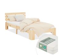 Cadre Lit 90x200 avec sommier et matelas en bois - Lit simple ado - Homestyle4u