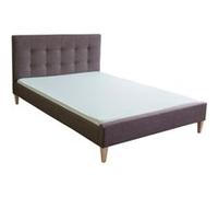 Cadre Lit double en tissu rembourre 180 x 200 cm marron Marron G