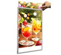 Cadre Lumineux LED pour Affiche, Cadre Publicitaire Mural avec Épaisseur de 10 mm et Design Fin et Verre Trempé, Tableau de Menu Numérique pour Couloirs Boutiques Aéroports Métros silver 40 * 60cm