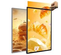 Cadre Lumineux Led Ultrafin, Cadre D'affiche Led, Publicitaire Mural D'intérieur Avec Profilé En Aluminium, Verre Trempé, Pour Affichage De Menus, Comptoir De Bar Black A4/22.5 * 30.4CM