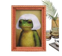 Cadre magnétique amusant grenouille en bois mignon petit article de décoration vintage, aimant de réfrigérateur de style rétro - pour cuisine, armoire, bureau, fenêtre, Noël, Thanksgiving, fête