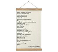 Cadre magnétique pour affiche, cadre en bois et toile - I Will Remember The Kisses, Charles Bukowski - Kit de suspension magnétique en bois (bois de teck, 30,5 cm)