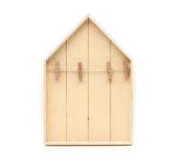 Etagère maison en bois avec pinces à linge 19 x 28 cm Beige G