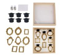 Cadre Miniature et Figurines Boîte à Photos avec Figurines dorées Vitrine de mémoire de Famille Coffret de Souvenirs de Famille Ensemble de décoration Murale créative