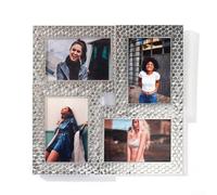Cadre mural carré en résine pour quatre photos de 15,2 cm, crée un collage équilibré dans l'espace de vie ou la chambre à coucher (B)