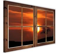 Cadre mural déco Tableau imprimé moderne Canevas Fenetre Soleil couchant 60x40