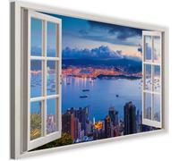 Cadre mural déco Tableau imprimé moderne Canevas Fenetre Vue Ville 60x40