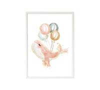 Cadre Mural Enfant Baleine Ballon Multi Coloured TU