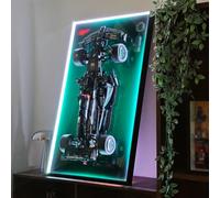 Cadre Mural LED Compatible avec Technic-AMG F1 W14 E 42171, sans Voiture | 75x45cm, Alu+Acrylique, Cadre Support Compatible Avec Lego 42171, Tableau Mural Avec Éclairage LED Blanc Et Finition Miroir